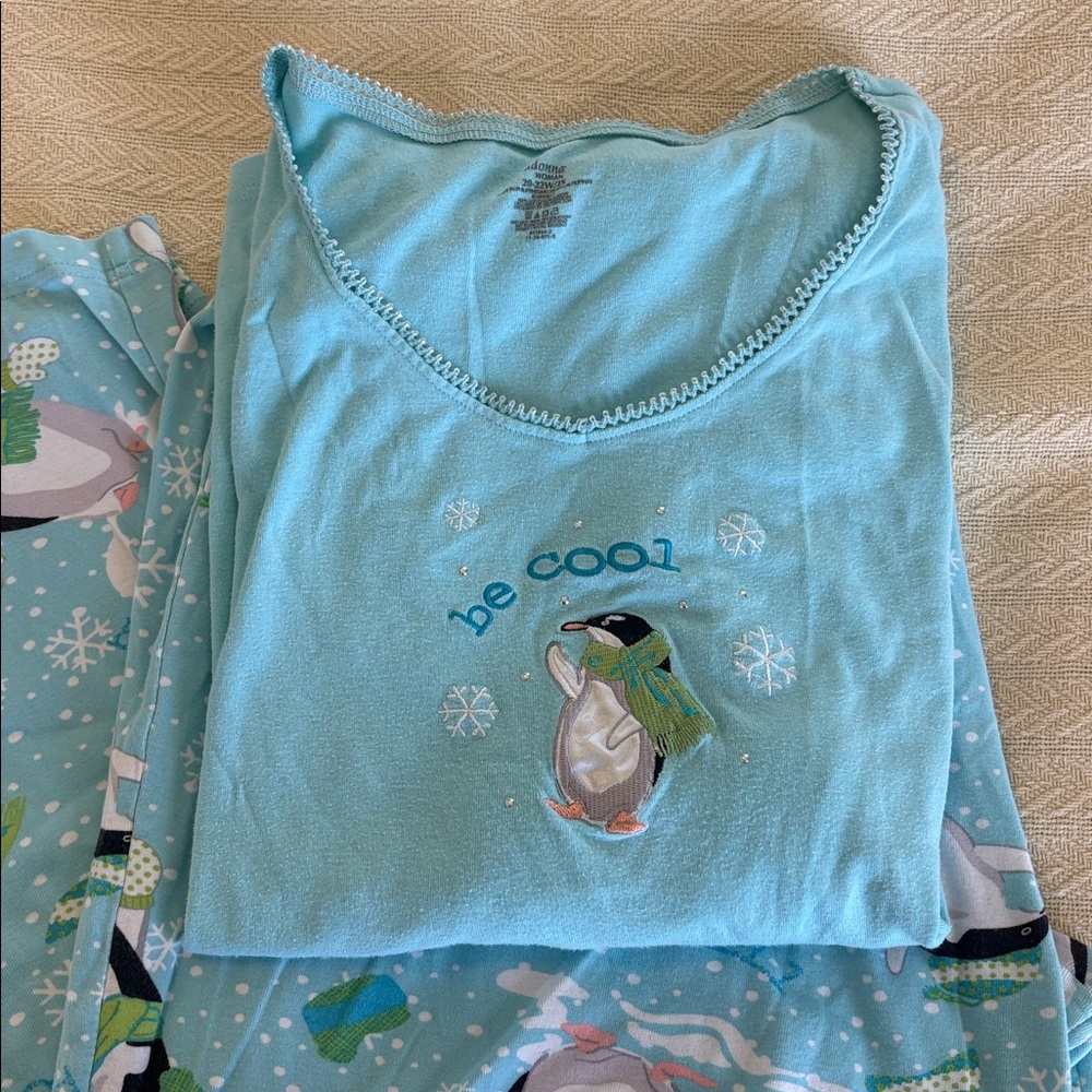 Adonna 2X Light Blue Penguin Pajama Set